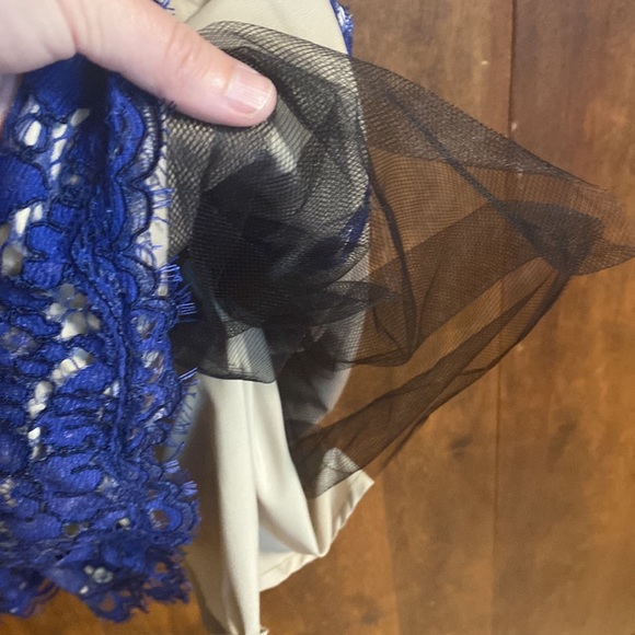 Worn once Eliza J blue lace cap sleeve fit and flare, 8 - Picture 5 of 11